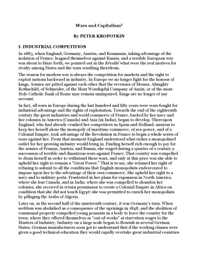 Wars and capitalism (Freedom pamphlet)