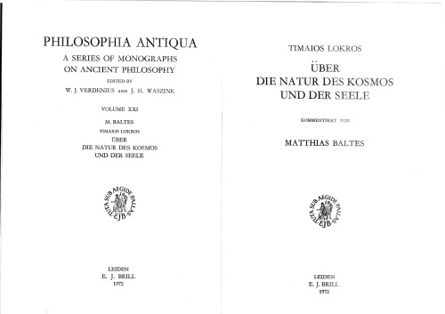 Timaios Lokros: Über die Natur des Kosmos und der Seele