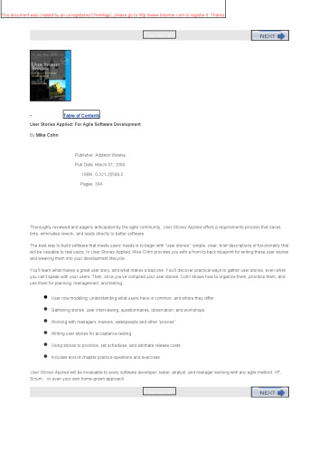 User Stories Applied: For Agile Software Development