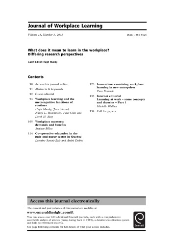 What Does It Mean To Learn In The Workplace? Differing Research Perspectives