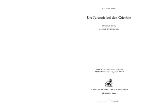 Die Tyrannis bei den Griechen. (vol. 2)