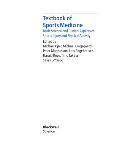 Textbook of Sports Medicine: Basic Science and Clinical Aspects of Sports Injury and Physical Activity