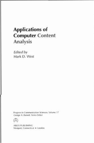 Applications of Computer Content Analysis (Progress in Communication Sciences, V. 17)
