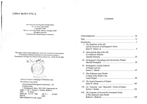 Sickness Unto Death (International Kierkegaard Commentary)