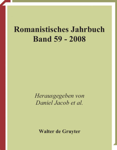Romanistisches Jahrbuch   2008: Band 59