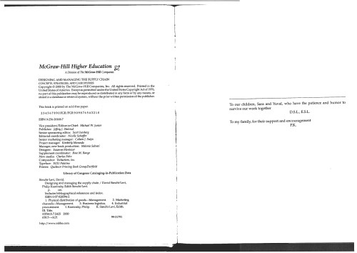 Designing and Managing the Supply Chain: Concepts, Strategies, and Cases