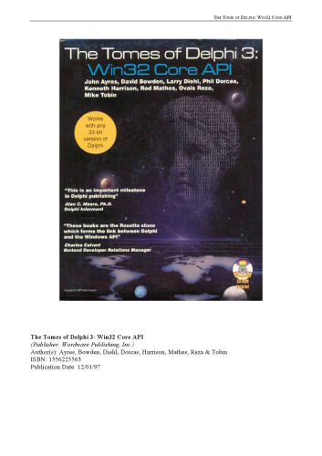 The Tomes of Delphi 3: Win32 Core Api