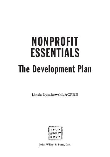 Nonprofit Essentials: The Development Plan (The AFP Wiley Fund Development Series)