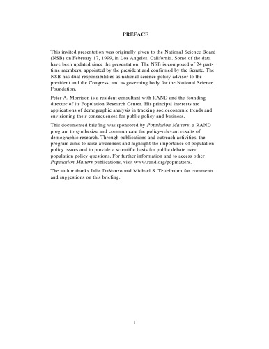 A Demographic Perspective on Our Nation's Future (Documented Briefing (Rand Corporation), Db-320-Wfhf Dlpf Rf,)