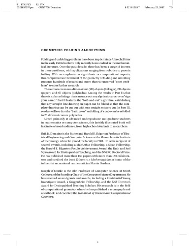 Geometric Folding Algorithms: Linkages, Origami, Polyhedra