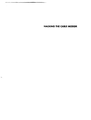 Hacking the Cable Modem