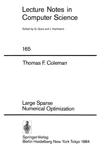 Large Sparse Numerical Optimization