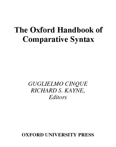 The Oxford Handbook of Comparative Syntax (Oxford Handbooks)