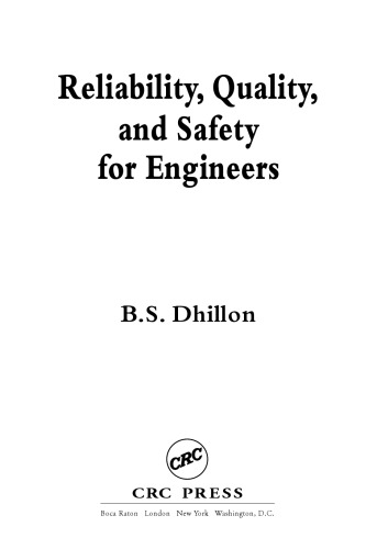Reliability, Quality, and Safety for Engineers