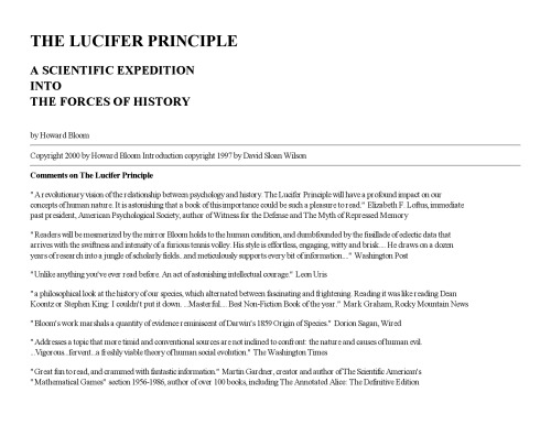 The Lucifer Principle: A Scientific Expedition into the Forces of History