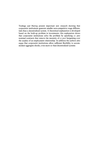 Corporatism or Competition?: Labour Contracts, Institutions and Wage Structures in International Comparison