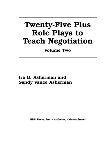 25 Role Plays to Teach Negotiation, Vol. 2