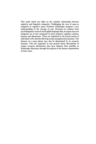 Cognitive Space and Linguistic Case: Semantic and Syntactic Categories in English (Studies in English Language)