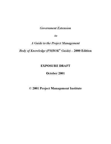 Government Extension to the PMBOK Guide