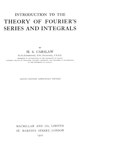 Introduction to the theory of Fourier's series and integrals