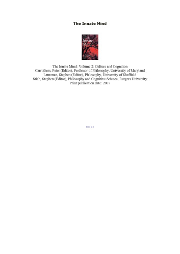 The Innate Mind: Volume 2: Culture and Cognition (Evolution and Cognition Series)