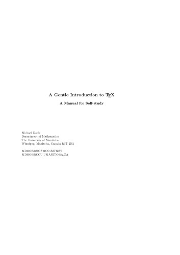 A gentle introduction to TEX: A manual for self study (TEXniques)