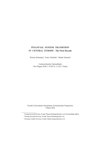 Financial System Transition in Central Europe: The First Decade (Suerf Studies)