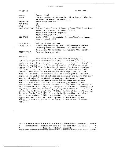 The Philosophy of Mathematics Education