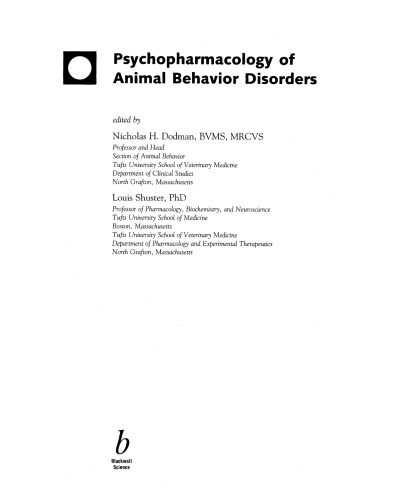 Psychopharmacology of Animal Behavior Disorders