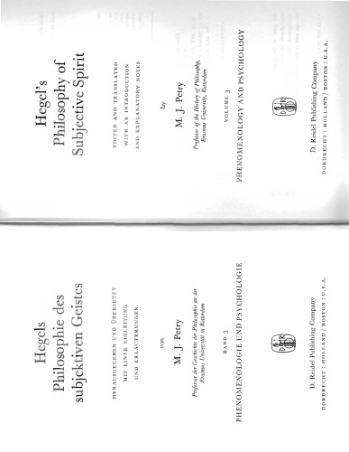 Hegel's Philosophy of Subjective Spirit: Vol.3: Phenomenology and Psychology