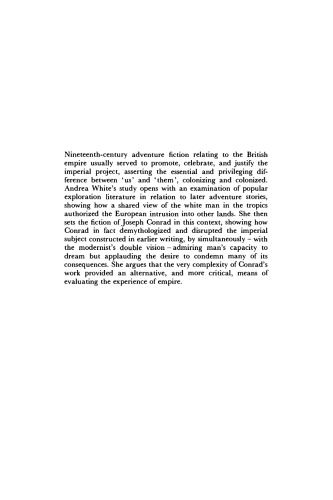 Joseph Conrad and the Adventure Tradition: Constructing and deconstructing the imperial subject