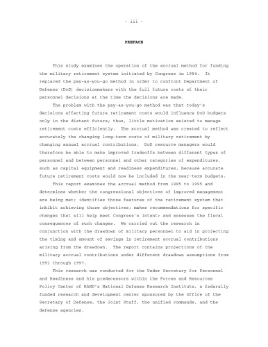 The Accrual Method For Funding Military Retirement: Assessment and Recommended Changes (2001)