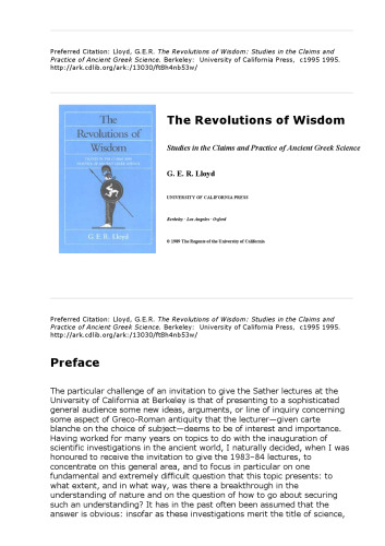 The Revolutions of Wisdom: Studies in the Claims and Practice of Ancient Greek Science