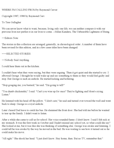 Where I'm Calling from: Selected Stories