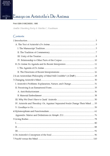 Essays on Aristotle's De Anima