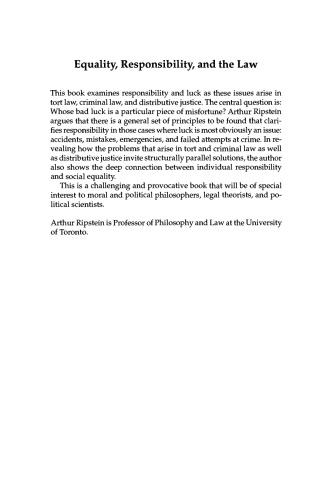 Equality, Responsibility, and the Law