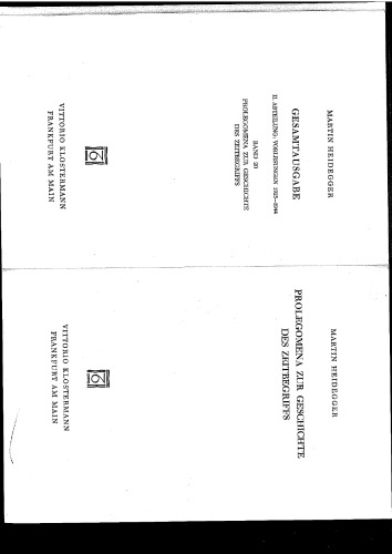 Prolegomena zur Geschichte des Zeitbegriffs (Sommersemester 1925)