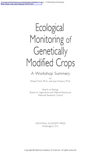 Ecological Monitoring of Genetically Modified Crops: A Workshop Summary