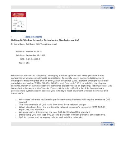 Multimedia Wireless Networks: Technologies, Standards, and QoS