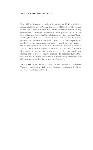 Discerning the Spirits: Theological and Ethical Hermeneutics in Paul