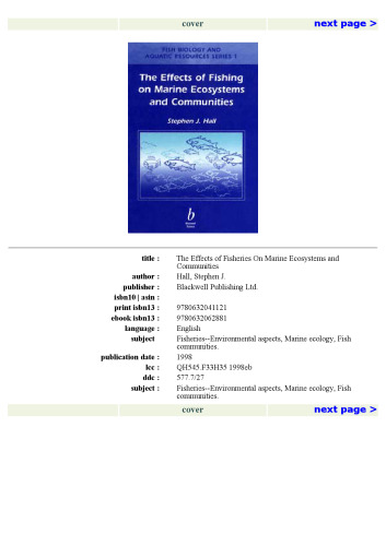 Effects of Fishing on Marine Ecosystems and   Communities (Fish and Aquatic Resources)