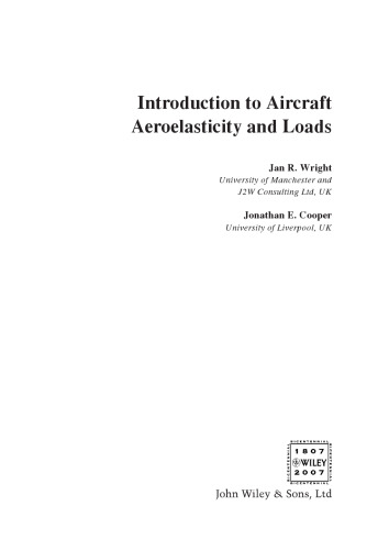 Introduction to Aircraft Aeroelasticity and Loads (Aerospace Series (PEP))