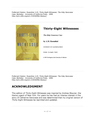 Thirty-Eight Witnesses: The Kitty Genovese Case