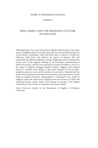 King James I and the Religious Culture of England (Studies in Renaissance Literature)