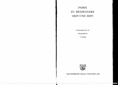 Index zu Heideggers Sein und Zeit 3. Auflage