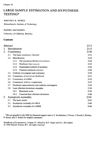 Handbook of Econometrics, Volume 4