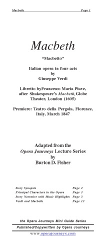 Macbeth (Opera Journeys Mini Guide Series)