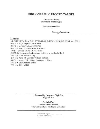 Leçons sur les fonctions entieres