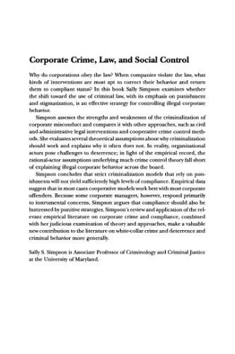 Corporate Crime, Law, and Social Control