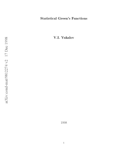 Statistical Green's Function (Queen's Papers in Pure and Applied Mathematics)